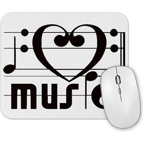 Resim Baskı Dükkanı I Love Music Muziği Seviyorum Müzik Mouse Pad 