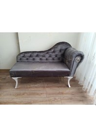 Resim Ters Kol Dekoratif Bihter Koltuk Josefin Puf 120 Cm Beyaz Ayak Antrasit 