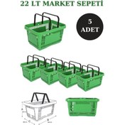 Resim 5 adet 22Litre Market ve Alışveriş Sepeti, Saplı Market Sepeti Y 
