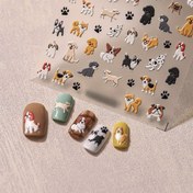 Resim 1 Takım Mutlu Köpek Tırnak Sanatı Yapışkanlıkları, 3D Kabartma Karikatür Köpek Dekalleri, Kendinden Yapışkan Plastik Tırnak Süsleri, Çeşitli Irklar ve Ayak İzleri, Yeniden Kullanılabilir, Hayvan Temalı, Düzensiz Şekiller, Parlak Yüzey 