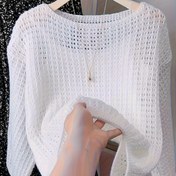 Resim Kadın Zarif Dantel Görünümlü Açık İşlemeli Kazak - Yumuşak Pastel Pembe - İlkbahar/Sonbahar/Yaz için Hafif Katmanlı Üst - Şık Ofis, Parti, Günlük Kombinler - Kadın Moda Kazak, Parti Kıyafeti, Hassas Doku, Sonbahar Gardırobu, Nefes Alabilir Malzeme 