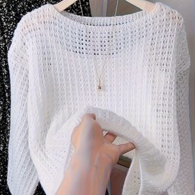 Resim Kadın Zarif Dantel Görünümlü Açık İşlemeli Kazak - Yumuşak Pastel Pembe - İlkbahar/Sonbahar/Yaz için Hafif Katmanlı Üst - Şık Ofis, Parti, Günlük Kombinler - Kadın Moda Kazak, Parti Kıyafeti, Hassas Doku, Sonbahar Gardırobu, Nefes Alabilir Malzeme 