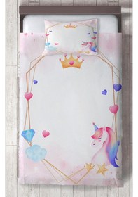 Resim Mekta Home Bebek Ve Çocuk Odası Unicorn Ve Elmas Desenli Yatak Örtüsü Renkli 
