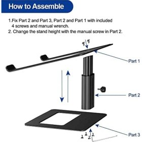 Resim Masa Için Ayarlanabilir Dizüstü Bilgisayar Standı Asansörlü Laptop Standı 10-17.3 Inç Yükseklik Ayarlı Sehpa 