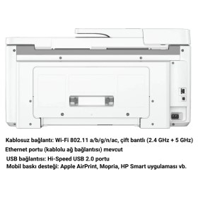 Resim Hp Officejet Pro Wi-Fi + Tarayıcı + Fotokopi + Faks Renkli Çok Fonksiyonlu Mürekkep Püskürtmeli Yazıcı Kopyası + 1 Paket A3 Yazıcı Kağıdı Hediye 