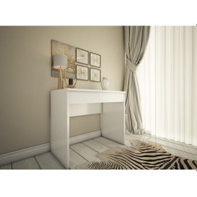 Resim Bicabin Bicabin Arya Miranda Mode Aynalı Beyaz Makyaj/Takı Masası 