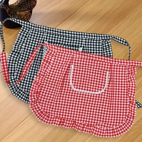 Resim 1 adet Sevimli Mini Önlük - Kırmızı ve Beyaz Gingham, Ayarlanabilir Askı, Pişirme, Boyama, Bahçecilik, Ofis Çalışması için Mükemmel - İdeal Hediye, Ofis Önlüğü | Oynamak İçin Eğlenceli Aksesuar | Polyester Önlük 