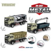 Resim Berattoys 19CM 3lü Metal Iş Makinaları Çekici Kamyon Vinç Iş Araçları Oyuncak Kamyon Iş Makinası 