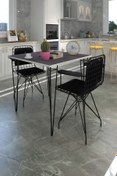 Resim Kenzlife Knsz Masa Sandalye Takımı Hem75mazlum Grisyh 070*070 Klçsm 2 Sandalye Syhsyh Kolçaklı Sırt Minderli 