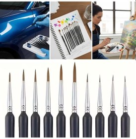 Resim 10 Adet Hobi Ve Araba Rötüş Fırça Seti - İnce Detay Boyama, Model Yapımı Ve Araç Çizik Giderme İçin Çok Amaçlı Fırça Takımı 5256 