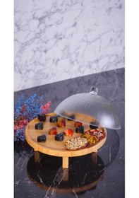 Resim Kuga - Cam Kapaklı Kek Fanusu 30 Cm Ayaklı Kalın Çok Renkli 