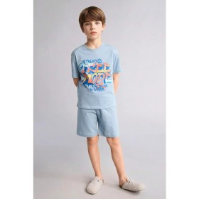 Resim DeFacto Baskılı Tişört Şort Pijama Takımı Erkek Çocuk G8826A826HS 
