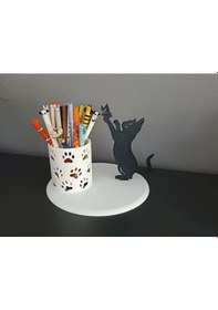 Resim Sevimli Kedi Tasarımlı Dekoratif Kalemlik 