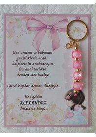 Resim 100 Adet Kız Bebek Model Özel Tasarım Pembe Anahtarlık Hastane Yeni Doğan 40 Mevlidi Hediyelik 