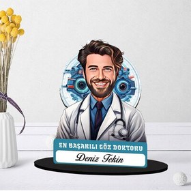Resim Kişiye Özel Erkek Göz Doktoruna Hediye Karikatürlü Biblo 
