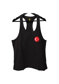 Resim Top Glory Siyah Ayyıldız Gym Fitness Tank Top Sporcu Atleti 