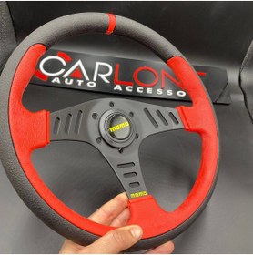 Resim carlone Momo Direksiyon 32cm Kırmızı Detaylı- Yarış Spor Direksiyonu 