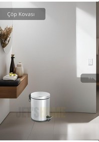 Resim Jet's Home Pedallı Banyo Çöp Kovası Paslanmaz 3 Lt Mutfak Çöp Kutusu Beyaz Beyaz 