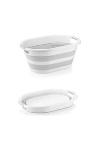 Resim Katlanır Çamaşır Sepeti 25 Lt Çamaşır Selesi Akardiyon Gri-beyaz 