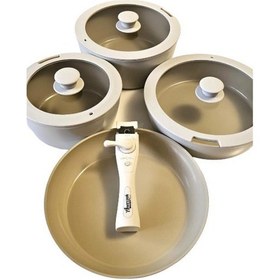 Resim Bondy Amercook Seramik 8 Parça Cream Tencere Seti 