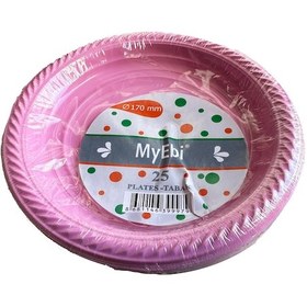 Resim Kullan At Renkli Pembe Parti Davet Plastik Tabak - 17 Cm. - 25 Adetlik 10 Paket 