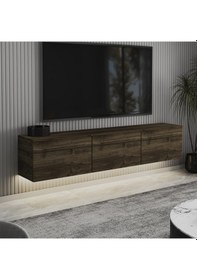 Resim Neon Led Işıklı Duvara Monte,3 Kapaklı Tv Ünitesi,tv Sehpası Sandık Ceviz - İstanbul Ceviz İstanbul Ceviz 