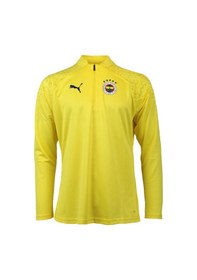 Resim Fenerbahçe Lisanslı 23/24 A Takım Futbolcu Yarım Fermuar Sweat Uv Kutulu + Bileklik Hediye Ahşap Ku Sarı - Beyaz 