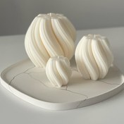 Resim 1 Adet 3D Dönen Sütun Mum Silikon Kalıp Geometrik Dalga Mum Balmumu Tutucu Silikon Kalıp DIY Soyut Sanat Reçine Alçı Kalıp Ev El Sanatları Dekorasyonu 