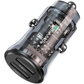 Resim Usams Us-cc162 C31 5v3a Şeffaf Çift Usb Mini Araç Şarj Cihazı Siyah 