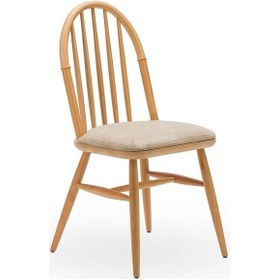 Resim Ahşap Natural El Yapımı Bella Sandalye Döşemeli 2 Adet Naturel 