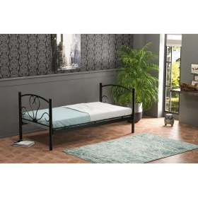 Resim Ejder Metal Tek Kişilik Ferforje Metal Karyola-Siyah (Yataksız) 