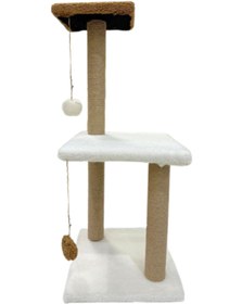 Resim Komano Pontika Peluş Dokulu Yumuşacık 3 Katlı Mega Boy Kedi Tırmalama Tahtası 86 cm Soft Sevilen Renkler 