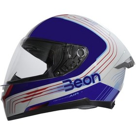 Resim Beon B-507 Full Face FF04 Kapalı Motosiklet Kaskı Beyaz - Mavi - Kırmızı 