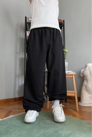 Resim STYKEER Yazlık Baggy Büyük Beden Ekstra Bol Paçası Lastikli İç Göstermeyen Kumaş Pamuklu Oversize Eşofman 