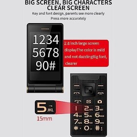Resim Çift Kart Çevirmeli Telefon, Kıdemli Çevirmeli Telefon 2G 100-240V 300000 Piksel 2.4 İnç Kapalı Ekran 5900mAh Dış Mekan Pil (AB Tak) 