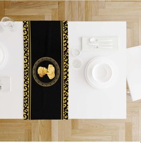 Resim Siyah Büst Detaylı Runner 140x45cm İnce Keten, Uluslararası Yıkama Ve Solmama Sertifikası Çok Renkli 