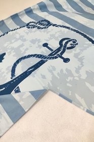 Resim HOME Çizgili Çapa Desen Dijital Baskılı 75x150 Cm Plaj Havlusu LACİVERT 80 x 150 