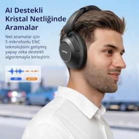 Resim Daisy Home Earfun Wave Pro Kulak Üstü Bluetooth Kulaklık - Anc - 80 Saate Kadar Pil Ömrü - Siyah (Earfun Türkiye Garantili) 