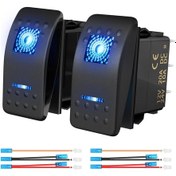 Resim Mufunye Denizcilik İçin İki Adet Ip66 Su Geçirmez Mavi Ledlü 5 Pimli 12v-24v 20a Rocker Anahtar Kablo Seti İçerir 