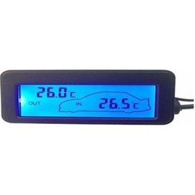 Resim 12v Dijital Termometre Araba Termometresi Arka Aydınlatmalı Mini Sıcaklık Ve Nem Ölçer Araba İç Ve Dış Sıcaklık 
