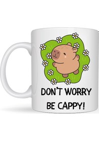 Resim Don T Worry Be Cappy Tasarım Kupa Model 231 Sevimli Kapibara Baskılı Seramik Kahve Kupası Diğer 