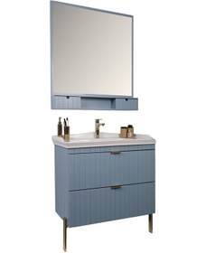 Resim Kobos Noble 80 Cm Banyo Dolabı Seti Light Blue Mavi 