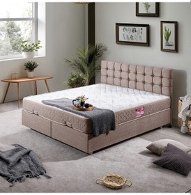 Resim Venedik Çift Kişilik Baza Başlık Letto Yatak Seti - Açık Kahve 140 x 190 