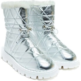 Resim Bestello Kürklü Termoplastik Düz Bot 101-232518-15 Kadın Bot Gumus 