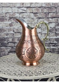 Resim Keski İşlemeli Eskitme Bakır Sürahi 