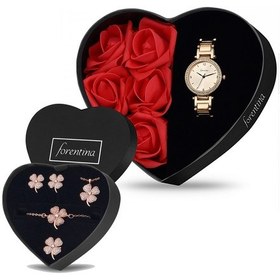 Resim Forentina Kırmızı Güllü Kutuda Rose Metal Bayan Kol Saati - Yonc 