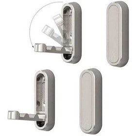 Resim Besthome1 Katlanabilir Duvara Monte Metal Kanca Seti - 4'lü Gümüş Renk, Dayanıklı Paslanmaz Takımı 