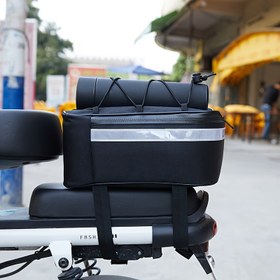 Resim Bisiklet Koltuğu Çantası - Dayanıklı Polyester Arka Bisiklet Koltuğu Paketi, Yansıtıcı Kenar Detaylı, Dağ ve Yol Bisikletleri İçin Uygun, Şeffaf Pencere ile Siyah, Tur ve İşe Giderken İdeal, Bisiklet Aksesuarları 