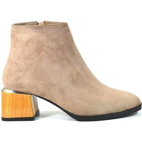 Resim Beety Ten Süet Topuklu Klasik Kadın Bot Ten Rengi Ten 