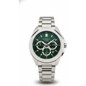 Resim Jg. Polo Club Erkek Kol Saati Gümüş Renk, Yeşil Kadran - Şık Metal Kordon, 2 Yıl Garantili 